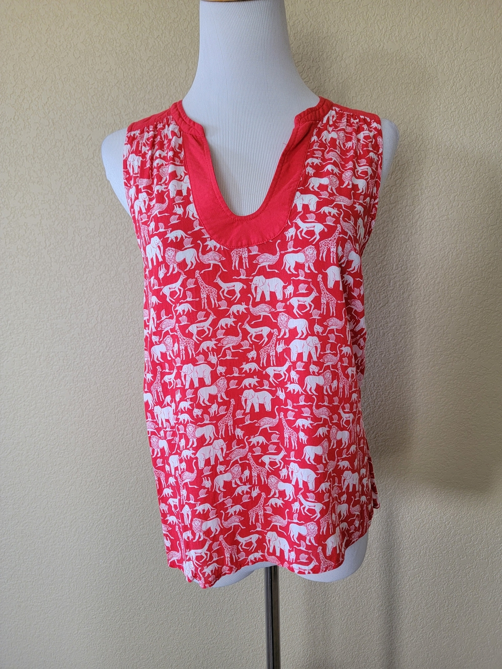Maeve By Anthropologie Coral Red Safari-Print Sleeveless Camisole Top, Size 14